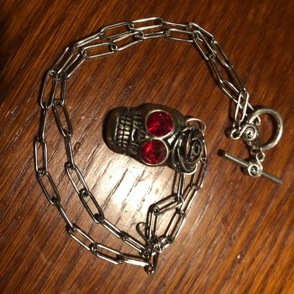 Rosy Day of the Dead Skull Necklace - Picture 4 of 5